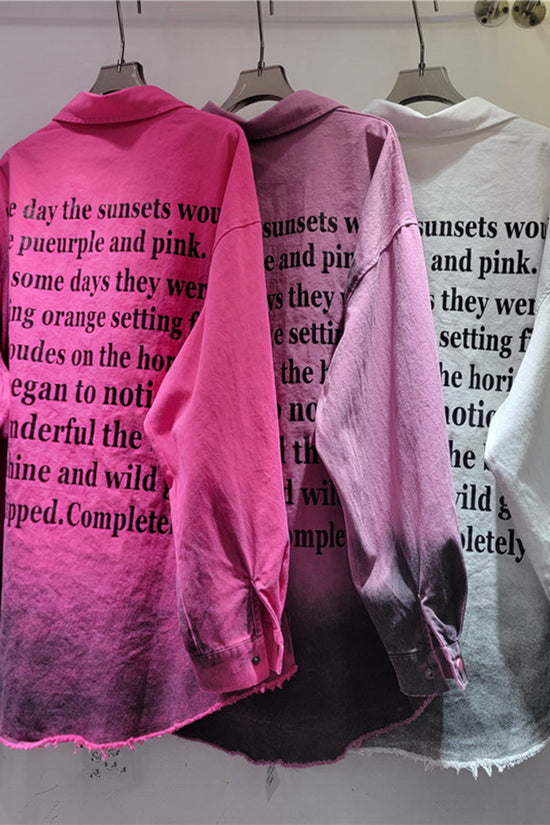 Ombre Text-Print Oversized Shirt