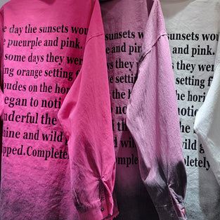 Ombre Text-Print Oversized Shirt