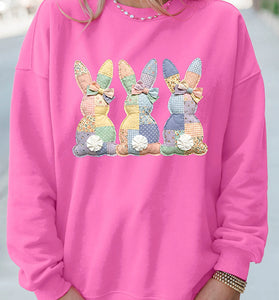 Bunny Print Drop Shoulder Sweatshirt