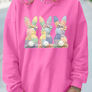 Bunny Print Drop Shoulder Sweatshirt