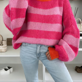 Vibrant Striped Oversized Sweater