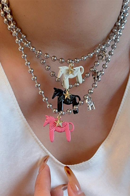 Horse Charm Beaded Necklace