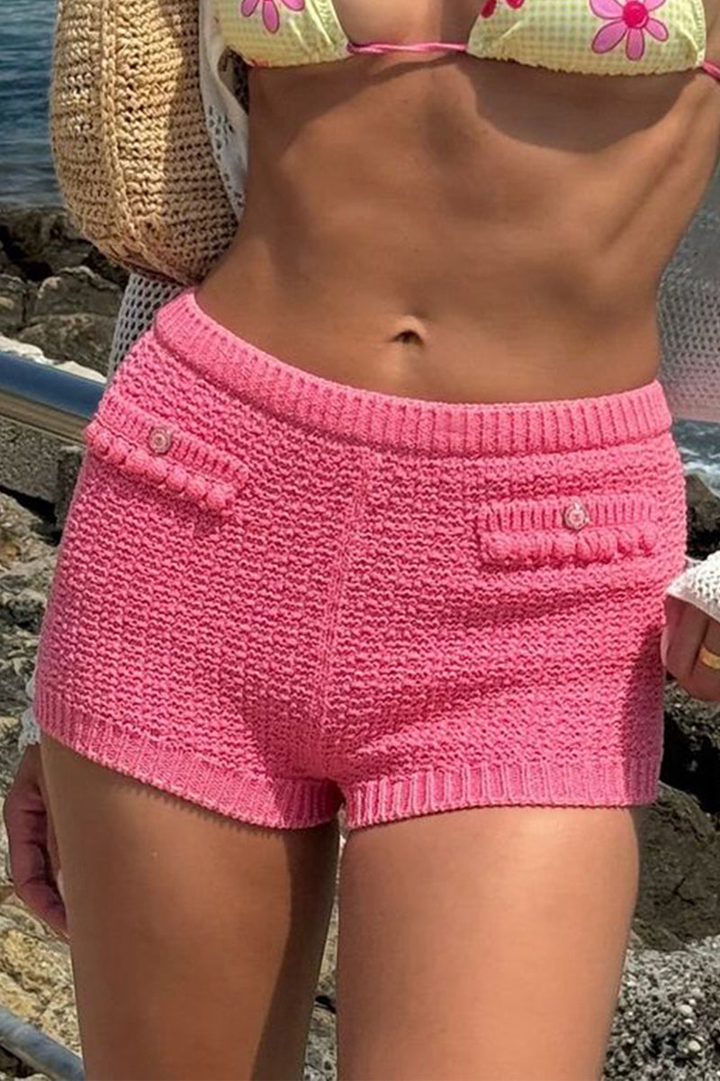 Vibrant Knit Casual Shorts