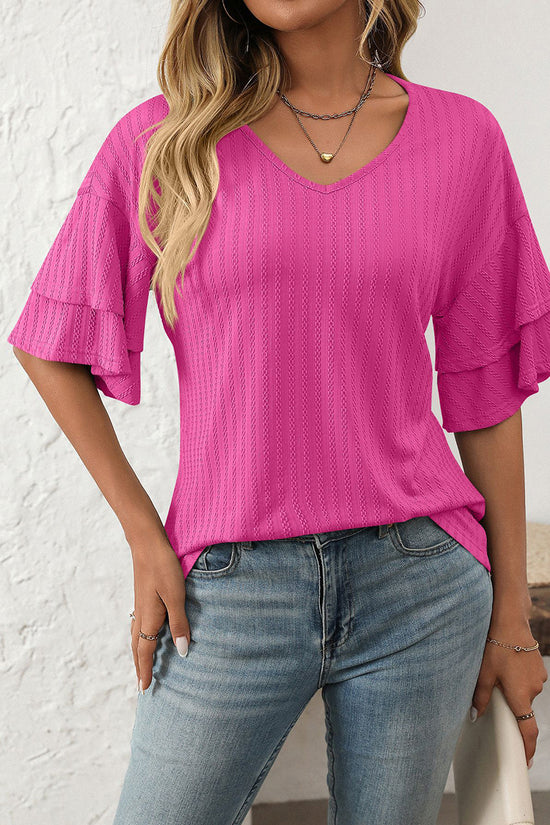 V-Neck Layered Sleeve T-Shirt