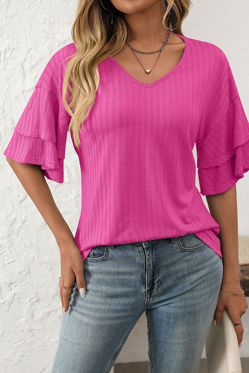 V-Neck Layered Sleeve T-Shirt