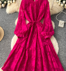 Elegant Tie-Waist Casual Dress
