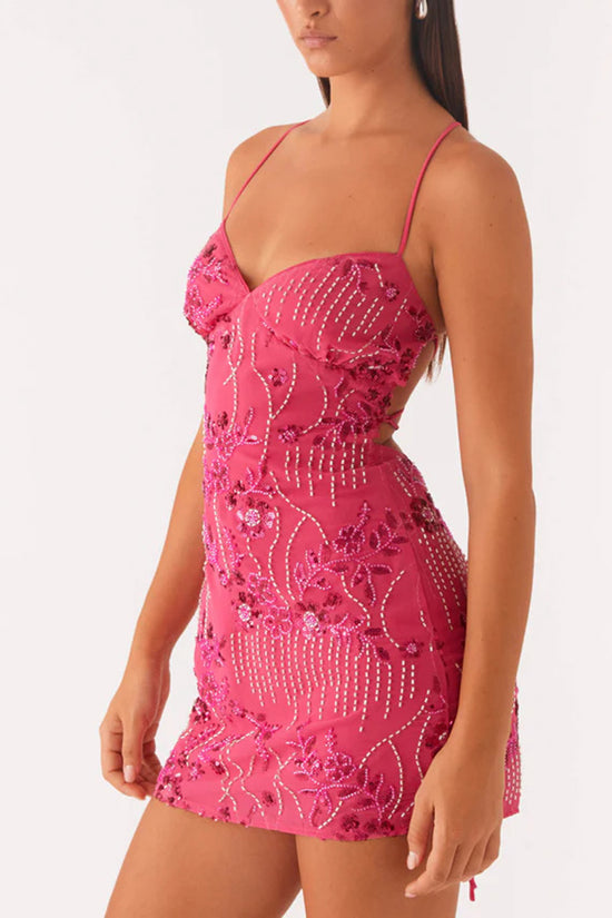 Embellished Spaghetti Strap Mini Dress