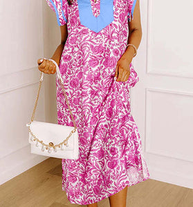 Floral Print  Short Sleeve Dress