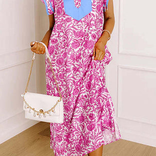 Floral Print  Short Sleeve Dress