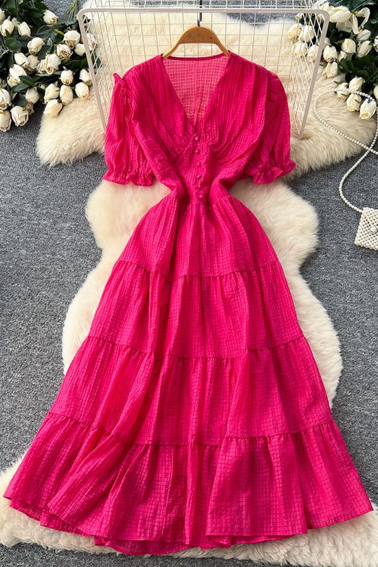Effortless Tiered Button-Detail Dress