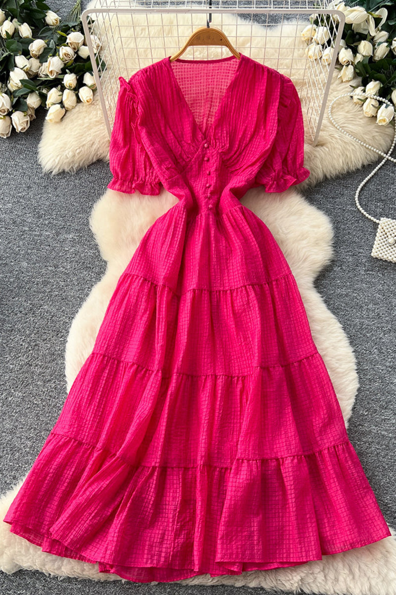 Effortless Tiered Button-Detail Dress
