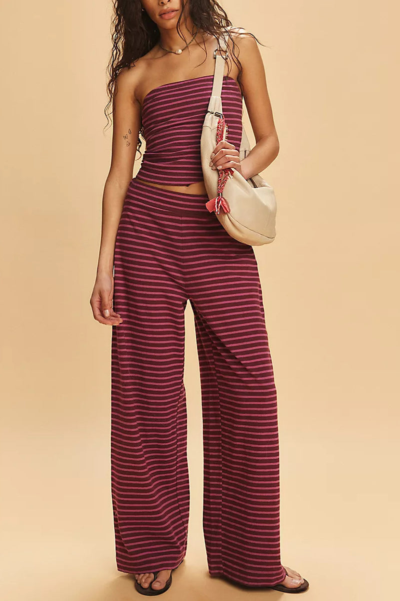 Striped Tube Top and Pants Set