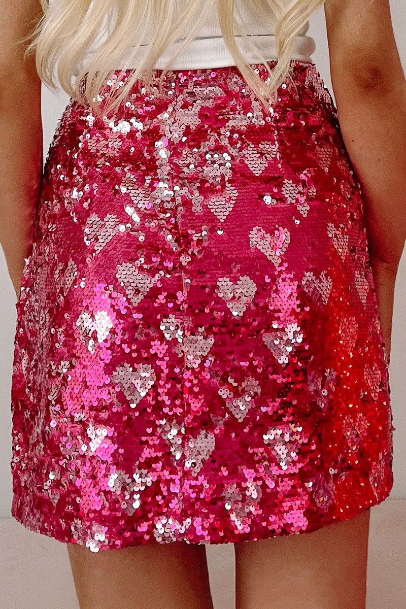 Heart Sequin Mini Skirt
