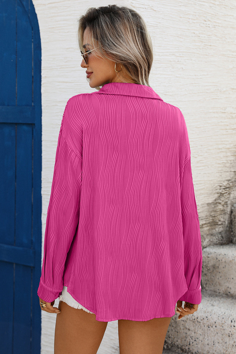 Textured Long Sleeve Blouse