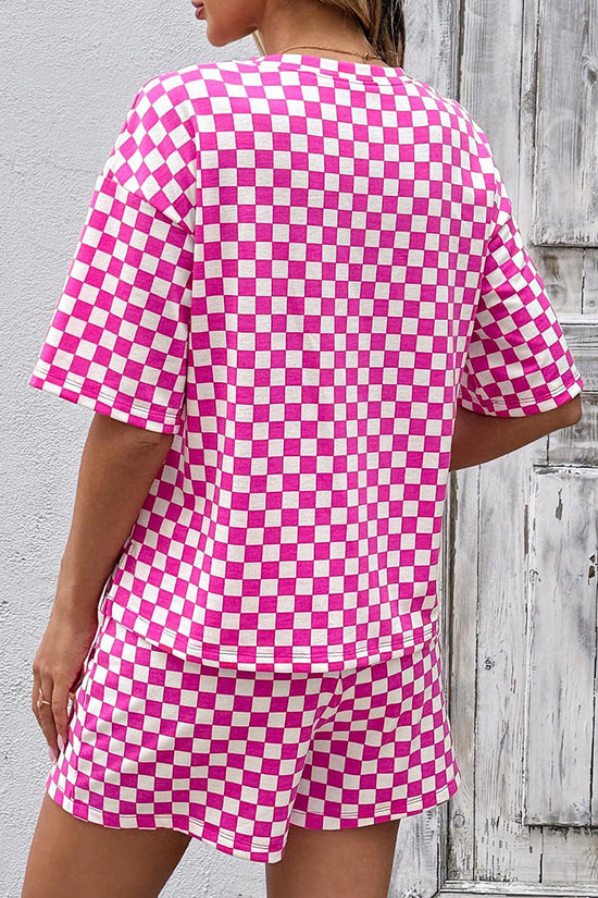 Checkered Short Sleeve Top and Shorts Set