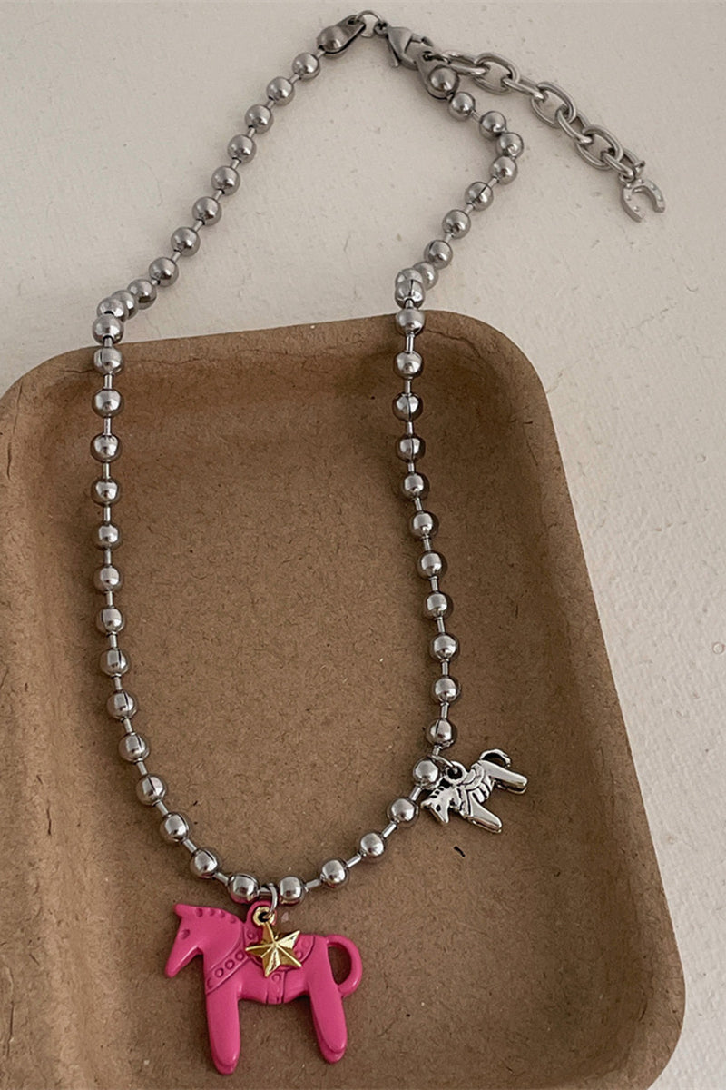 Horse Charm Beaded Necklace