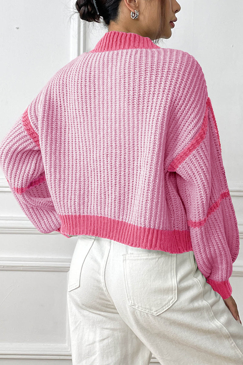 Striped Knit Open-Front Cardigan