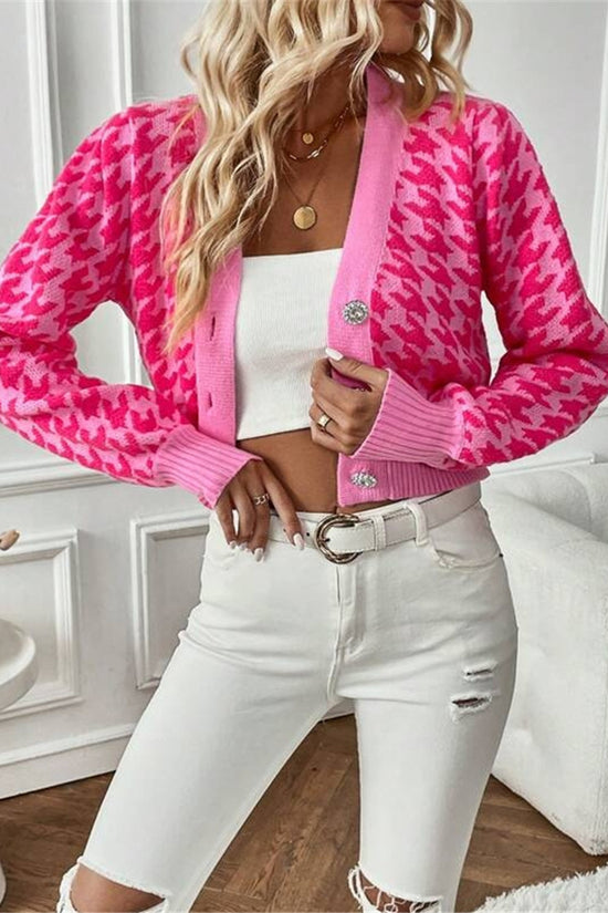 Patterned Button-Up Cardigan
