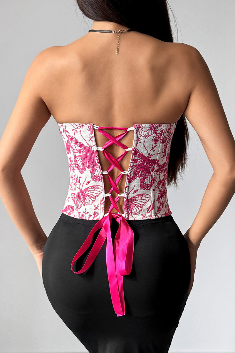Floral Strapless Corset Tank