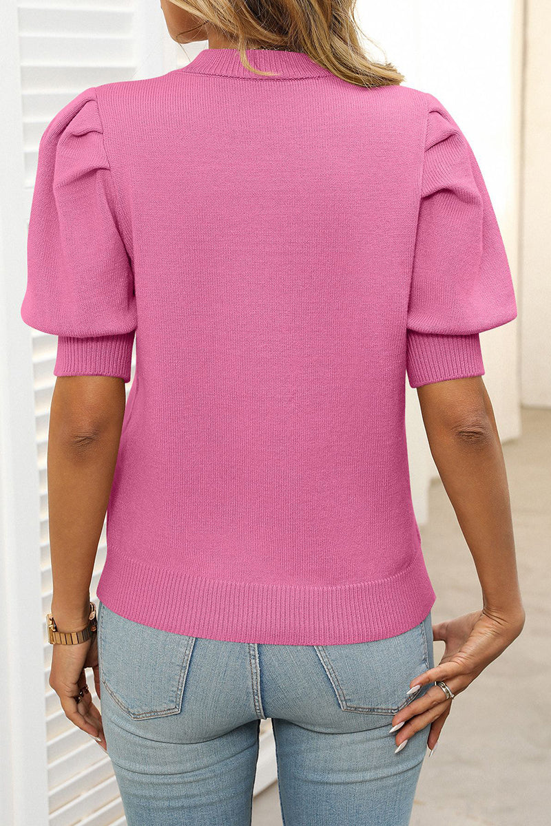 Puff Sleeve Crewneck Sweater