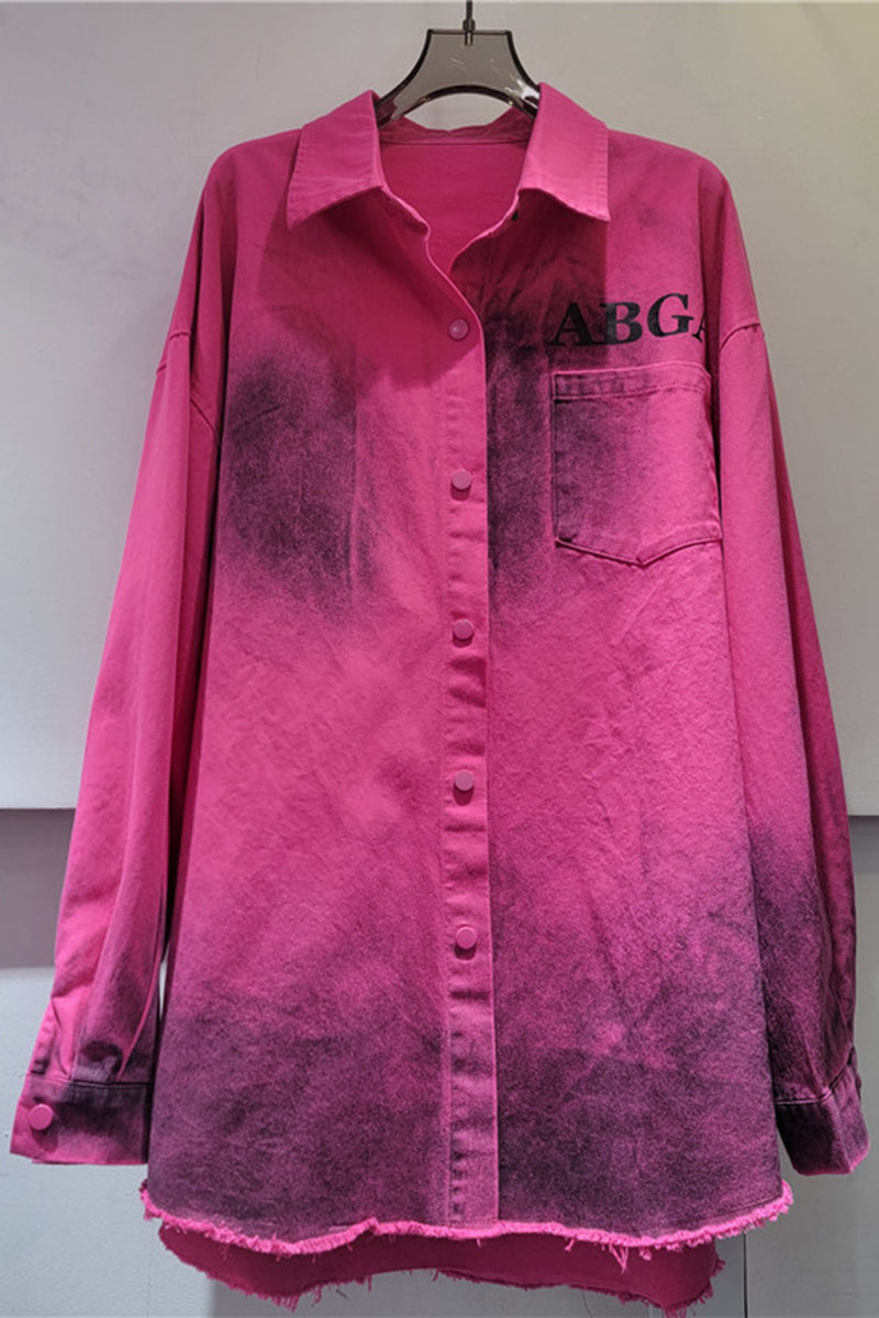 Ombre Text-Print Oversized Shirt