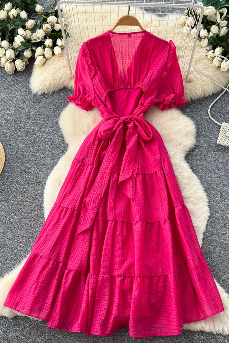 Effortless Tiered Button-Detail Dress