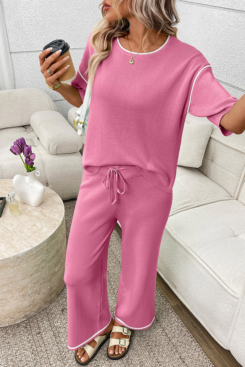 Casual Relaxed Fit Pants Set