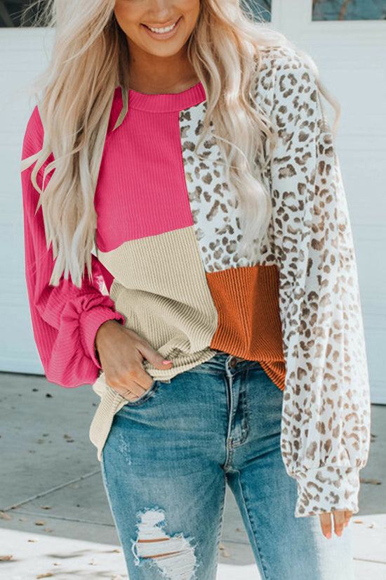 Patchwork Leopard Long Sleeve Top