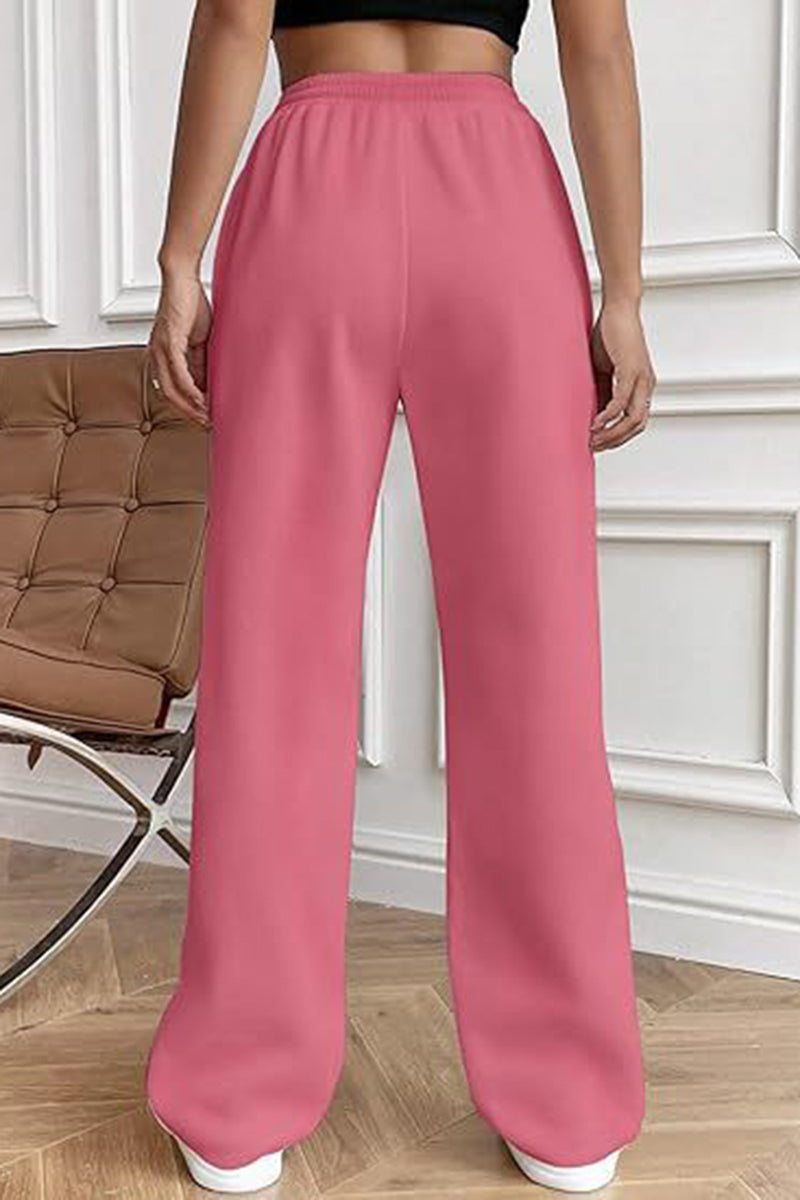 Elegant Drawstring Casual Wide-Leg Pants