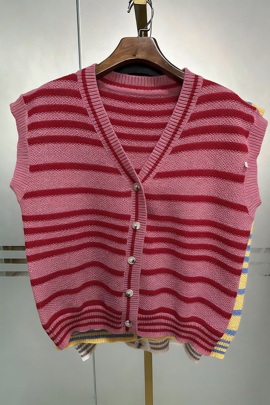 Striped Button-Up Sweater Vest