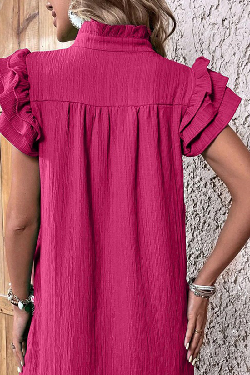 Ruffle Sleeve Casual Dress