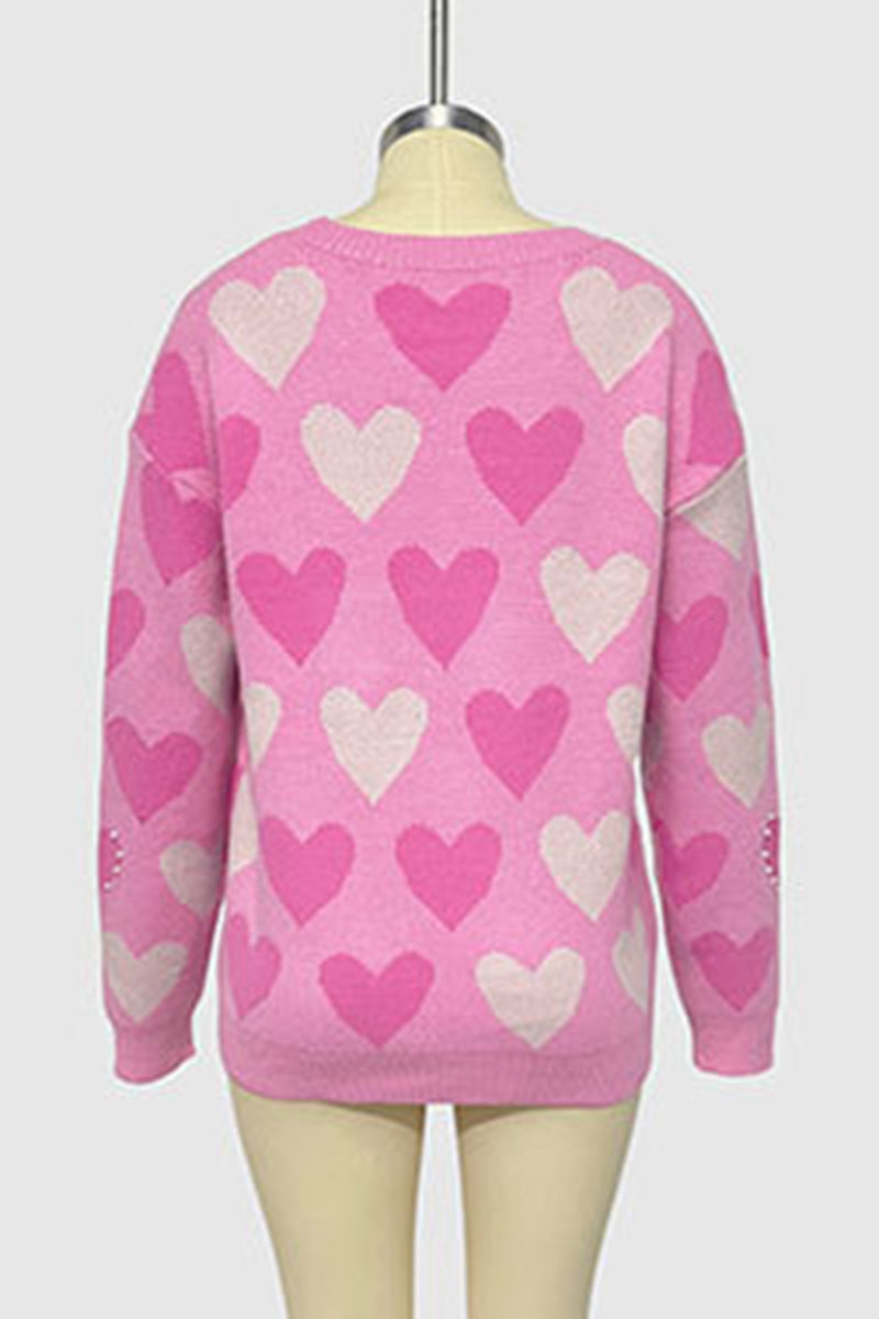 Heart-Emblazoned Relaxed Fit Sweater