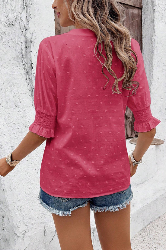 Elegant Eyelet V-Neck Blouse