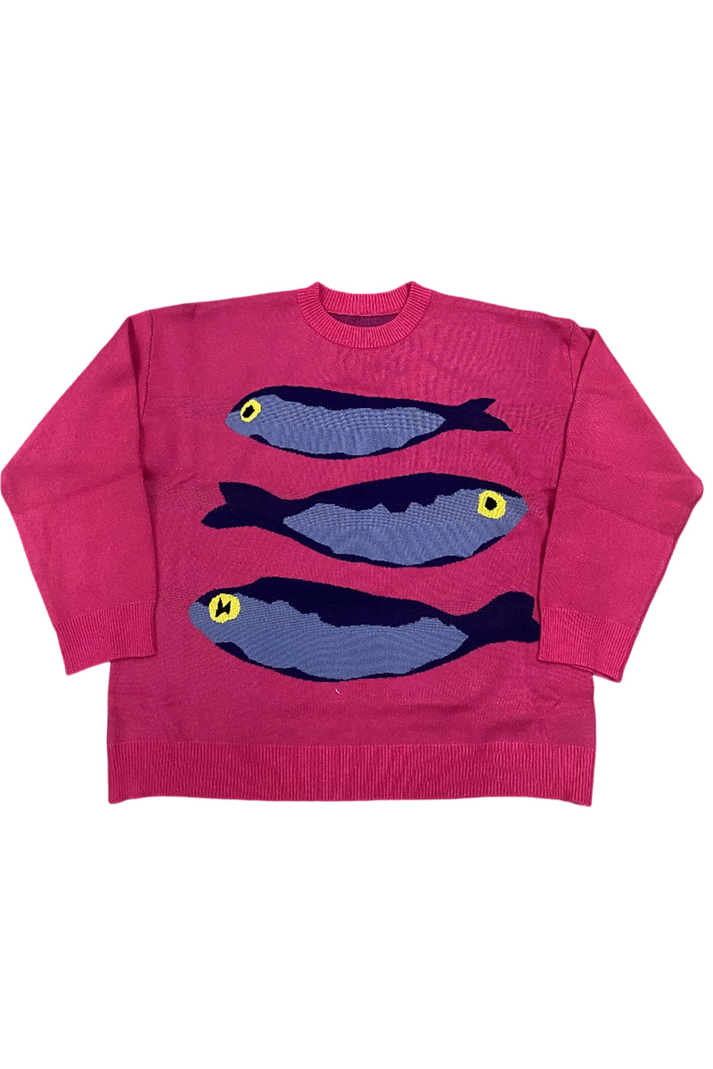 Graphic Fish Print Sweater