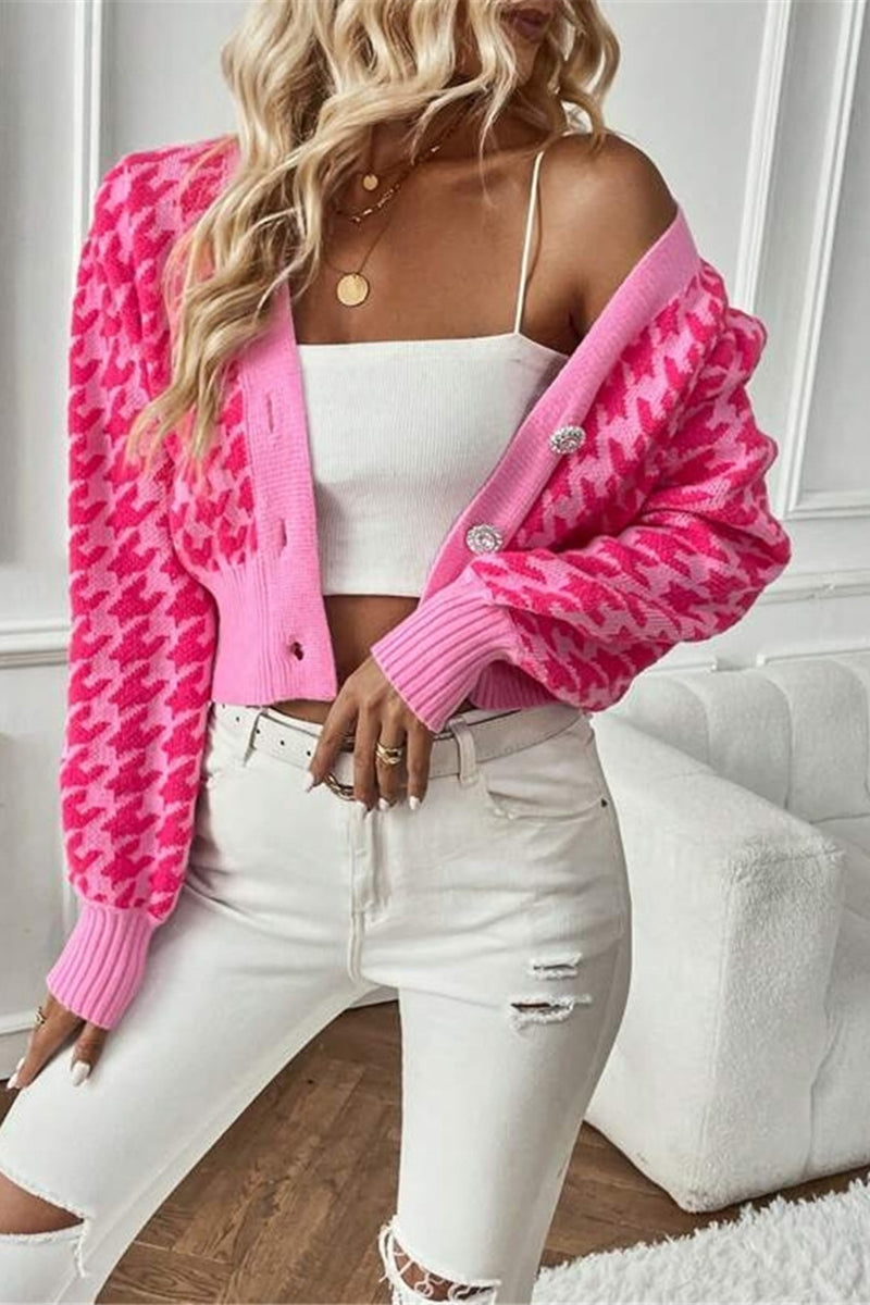 Patterned Button-Up Cardigan