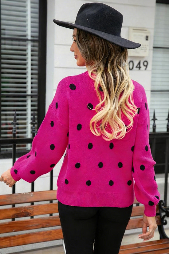 Polka Dot Puff Sleeve Sweater