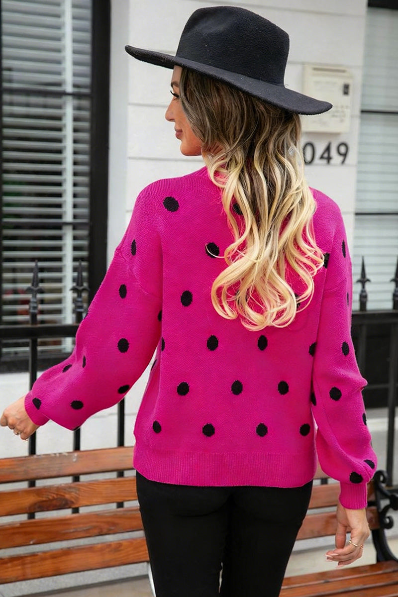 Polka Dot Puff Sleeve Sweater