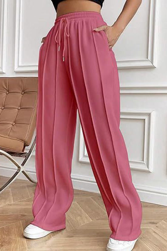 Elegant Drawstring Casual Wide-Leg Pants