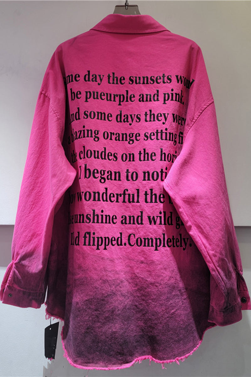 Ombre Text-Print Oversized Shirt