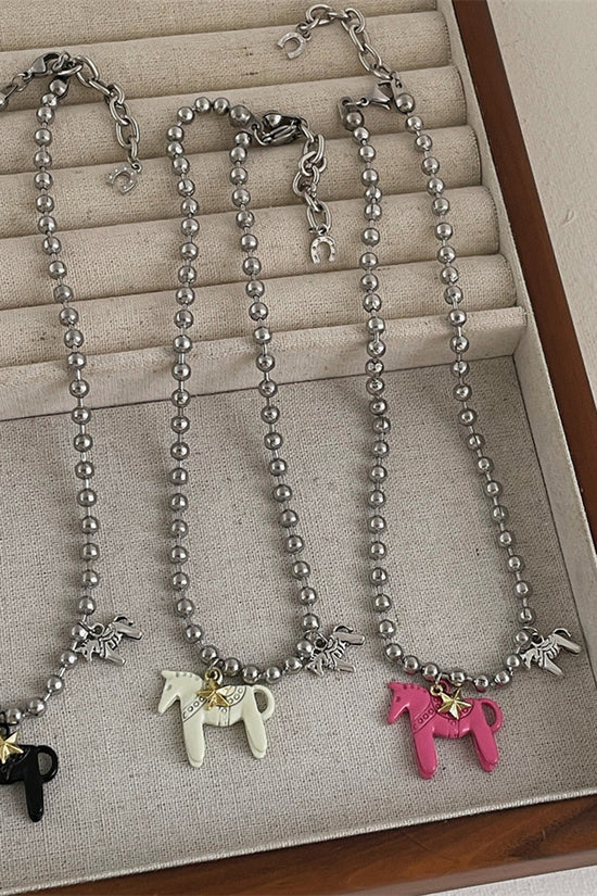 Horse Charm Beaded Necklace