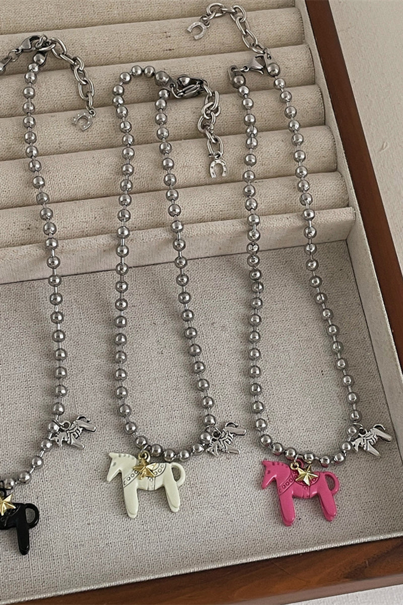 Horse Charm Beaded Necklace