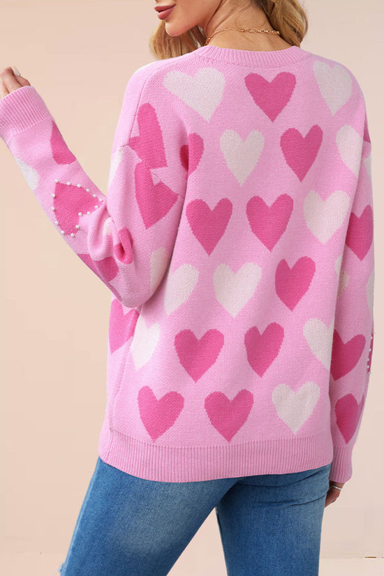 Heart-Emblazoned Relaxed Fit Sweater