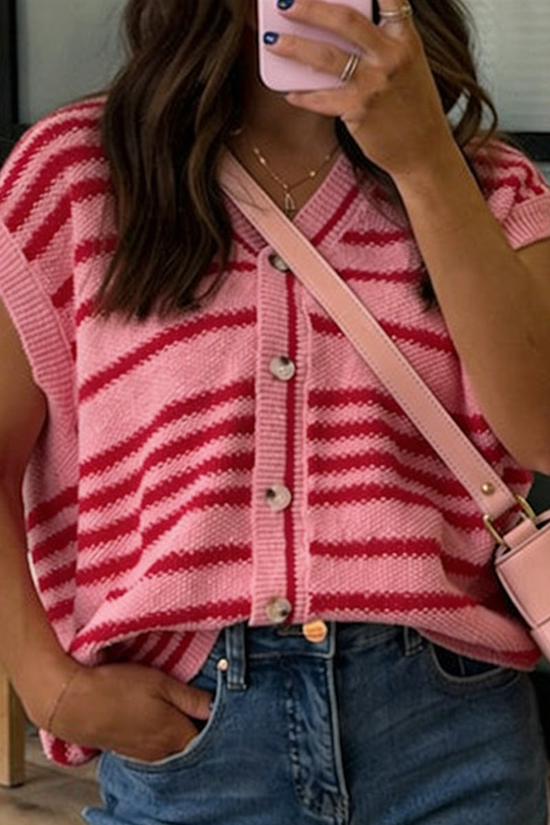 Striped Button-Up Sweater Vest