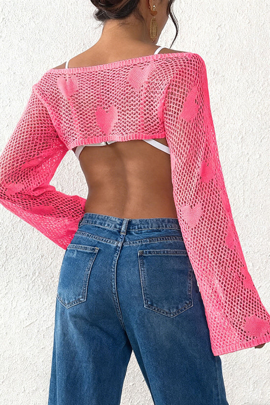 Mesh Long Sleeve Cover-Up Top