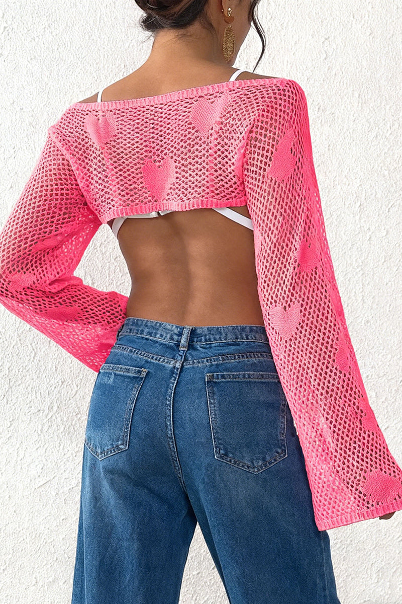 Mesh Long Sleeve Cover-Up Top