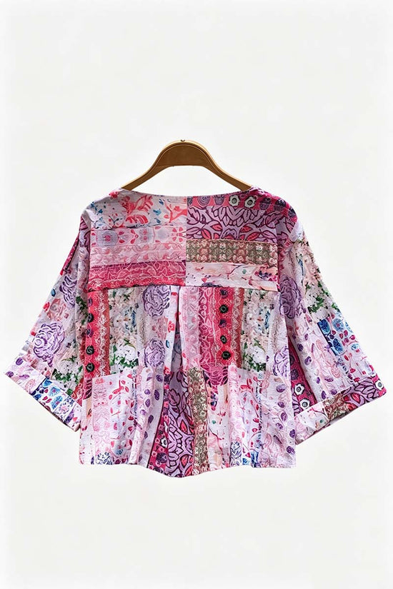 Printed Button-Up Crop Shirt