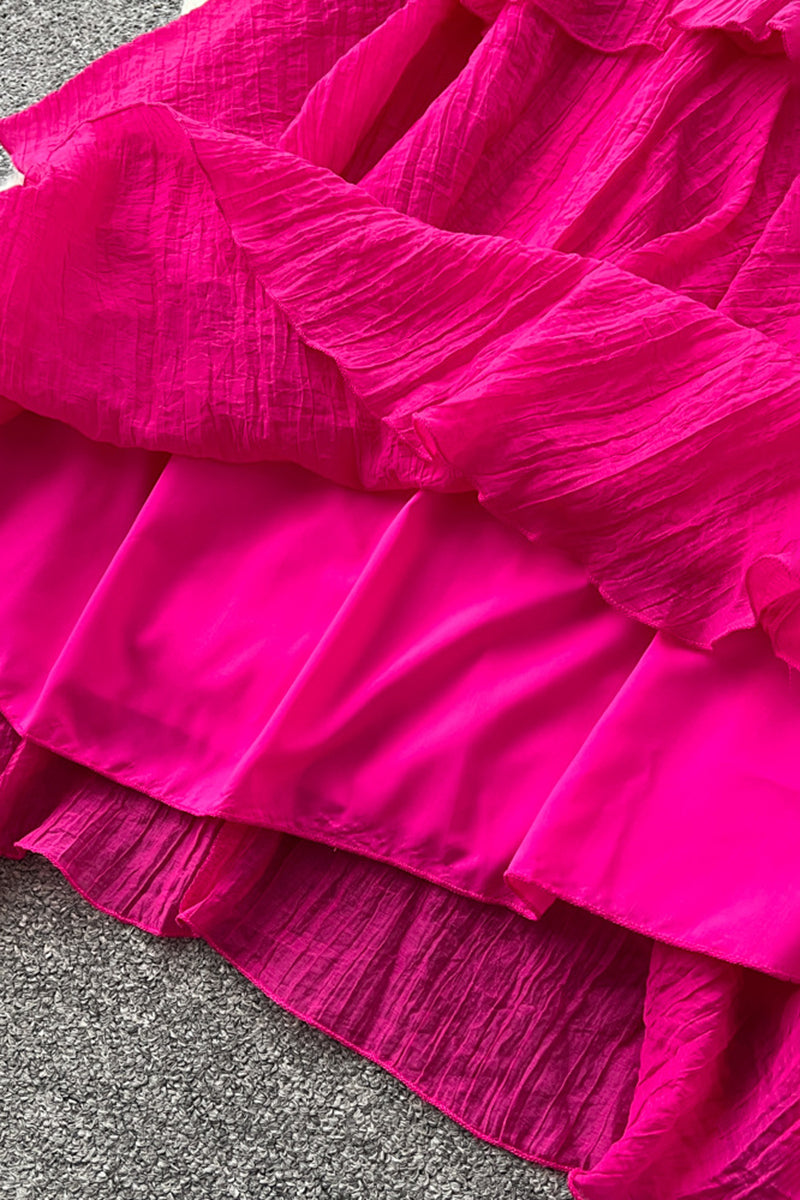 Tiered Ruffle Puff Sleeve Dress