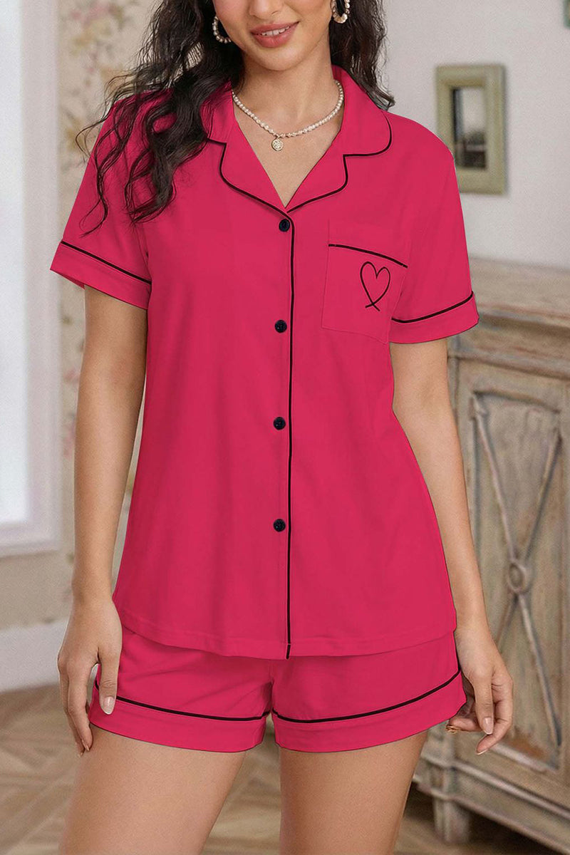 Heart Accent Short Sleeve Pajama Set