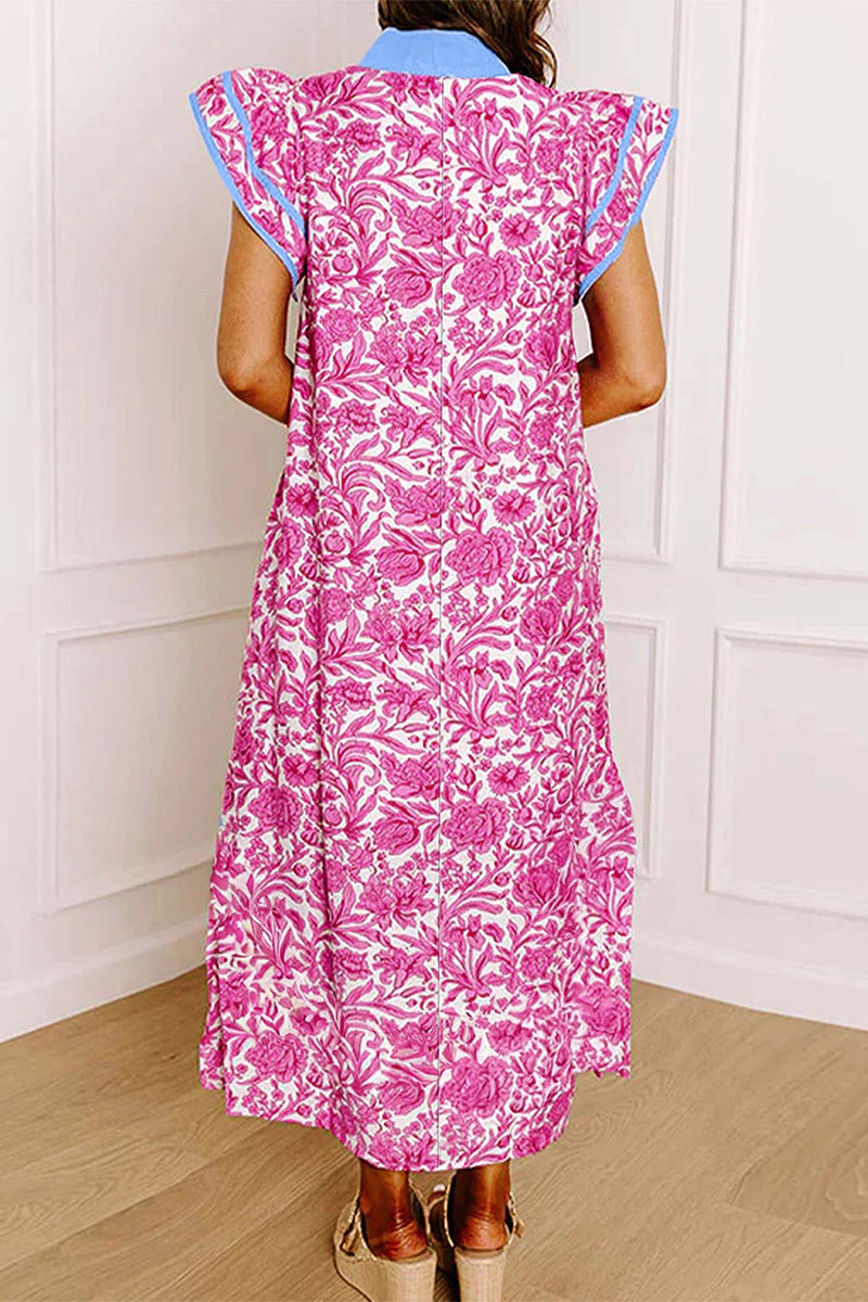 Floral Print  Short Sleeve Dress