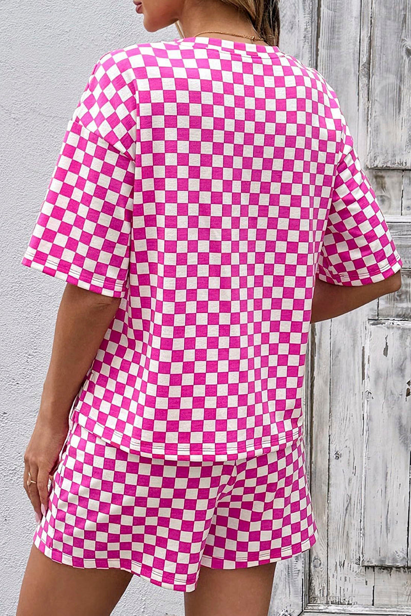 Checkerboard Sleeveless Short Set